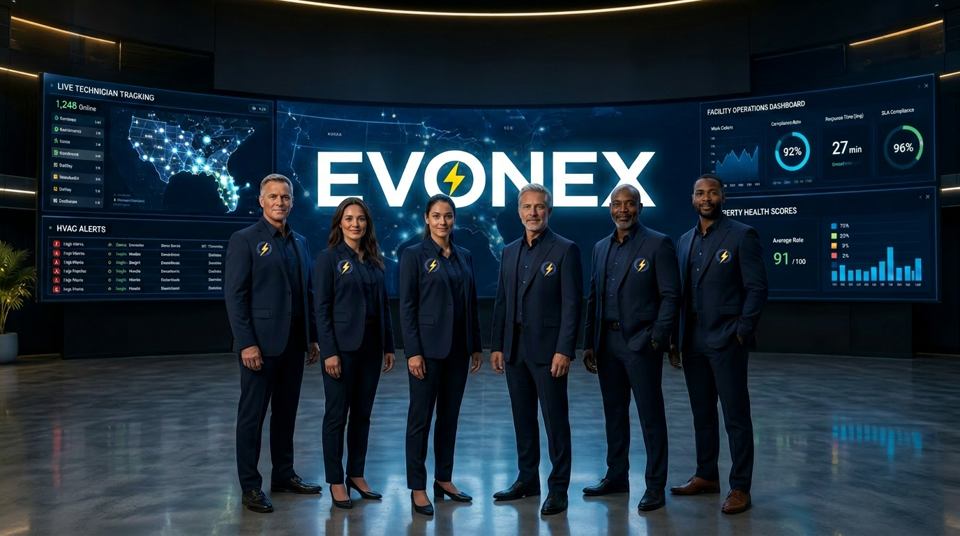 EVONEX leadership team inside the Operations Center